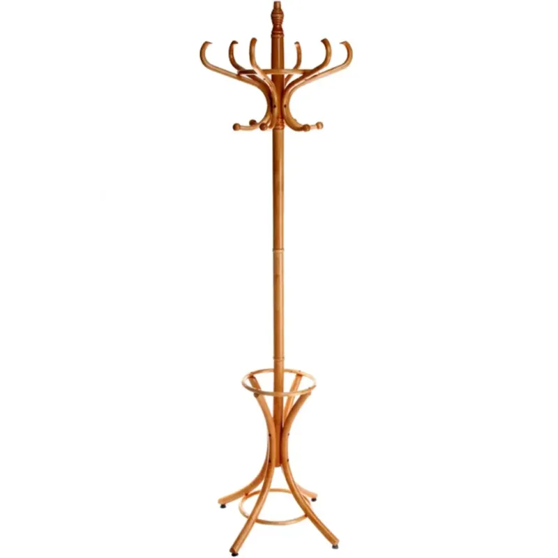Attaccapanni Appendiabiti a Piantana in Legno 12 Ganci Colore Quercia 51x51x184cm Più Venduto