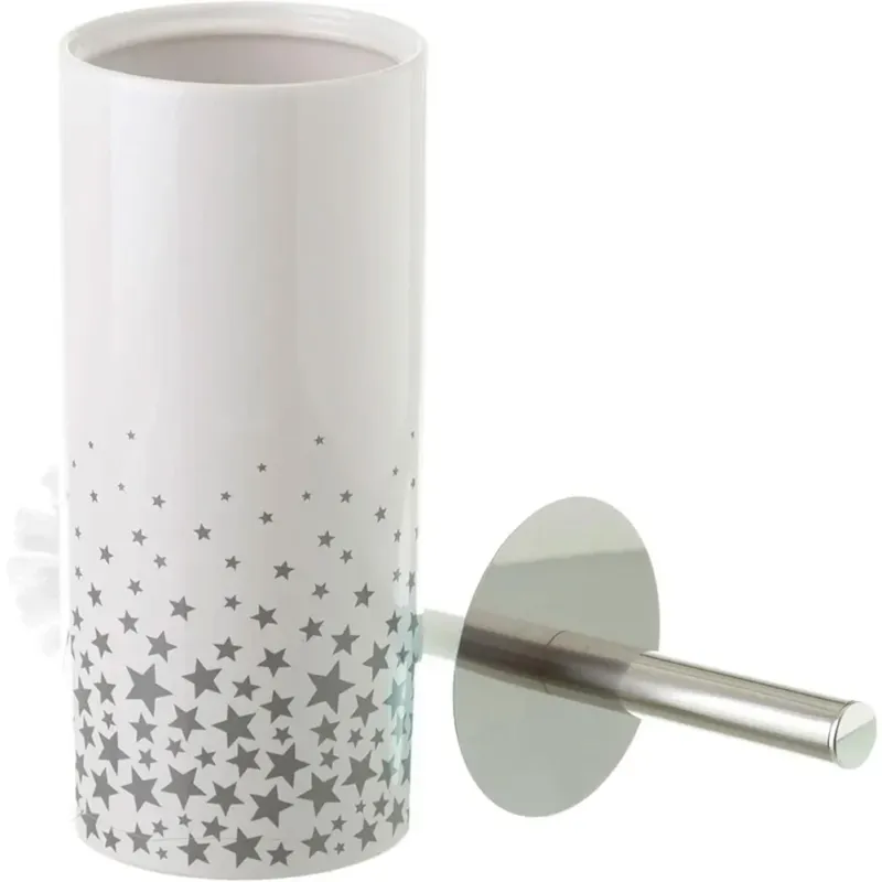 Scelto Dai Clienti Scopino per WC con Supporto in Ceramica Portascopino con Manico Metallo Grigio