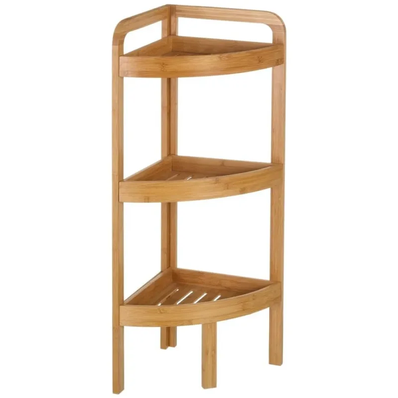 Mobile Scaffale Angolare a 3 Ripiani Forati in Legno di Bambù per Bagno e Cucina Miglior Prezzo
