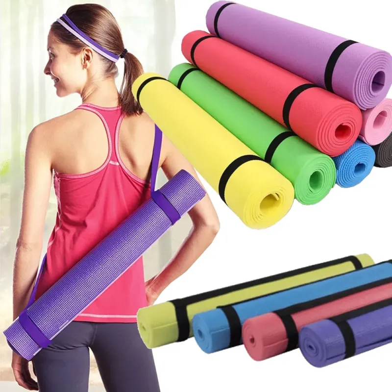 Professionale Tappetino Yoga Antiscivolo 173 x 61 cm Ideale x Palestra Fitness 4 colori ass.