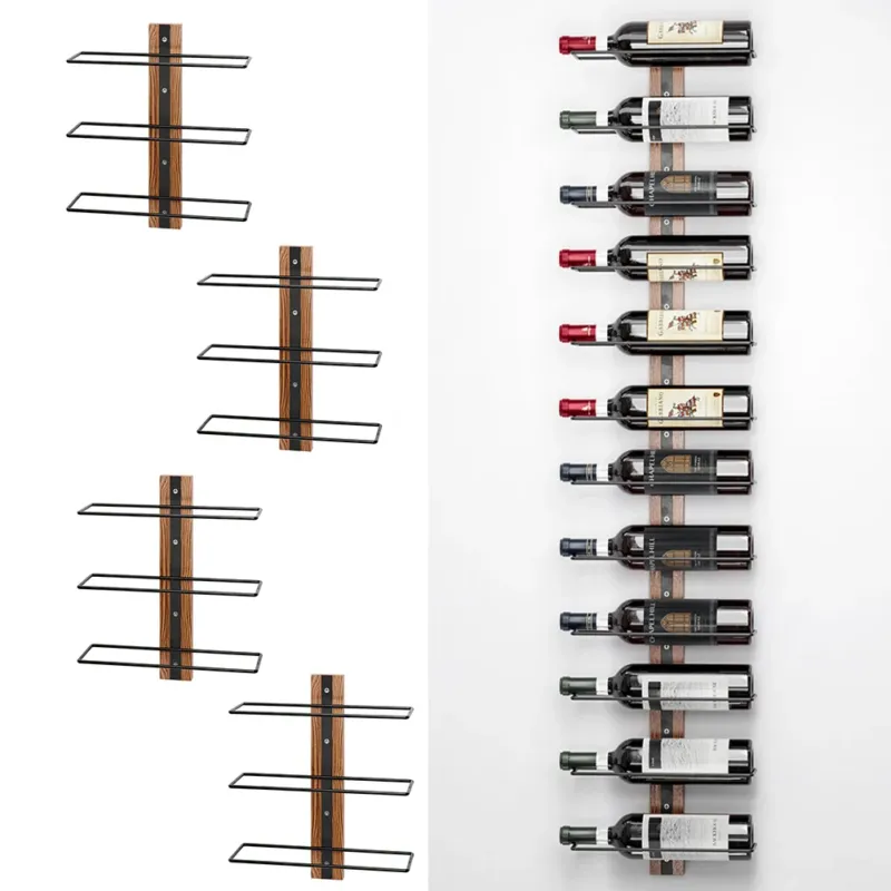 Set 4 Stand Portabottiglie da Muro Scaffale per Bottiglie Cantinetta Bar da Vino Prezzo Scontato