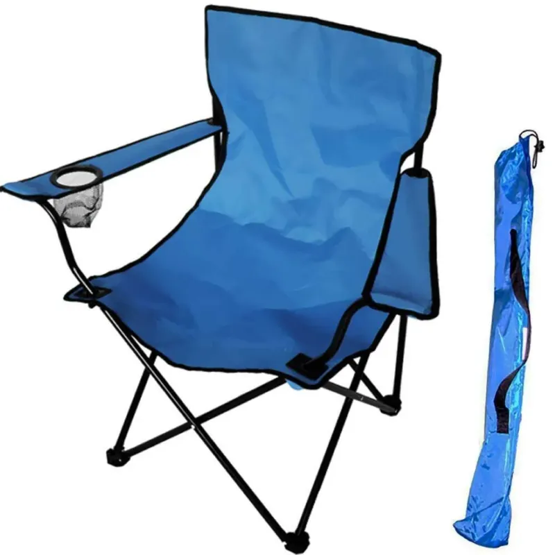 Professionale Sedia Pieghevole Richiudibile Chiusura Ombrello da Campeggio Spiaggia Mare Blu