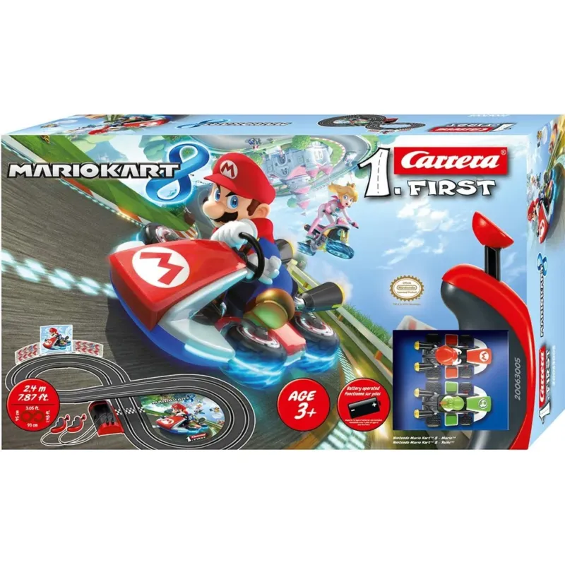 Super Mario Kart Carrera Pista Elettrica da 2,40 Metri e 2 Modellini Idea Regalo Spedito Oggi