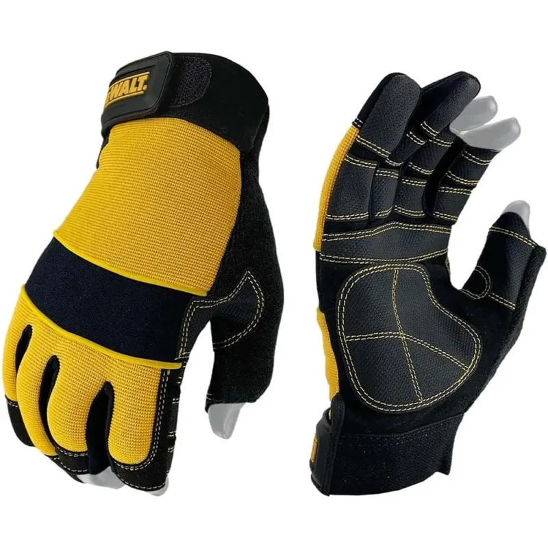 DeWalt Guanti di Protezione Pelle Rinforzata con Fascia Elastica e 3 Dita Aperte Prezzo Basso