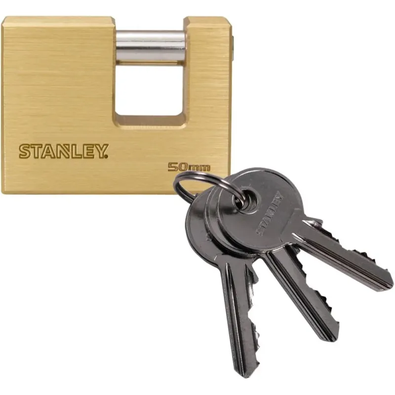 Stanley Lucchetto Rettangolare Baionetta in Acciaio Temperato 3 Chiavi 50 mm Nuovo Arrivo