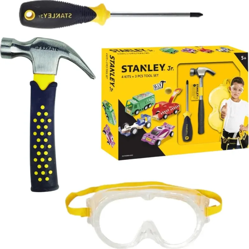 Ultima Occasione Kit Attrezzi per Bambini Costruzione 4 Veicoli Martello Cacciavite e Occhiali