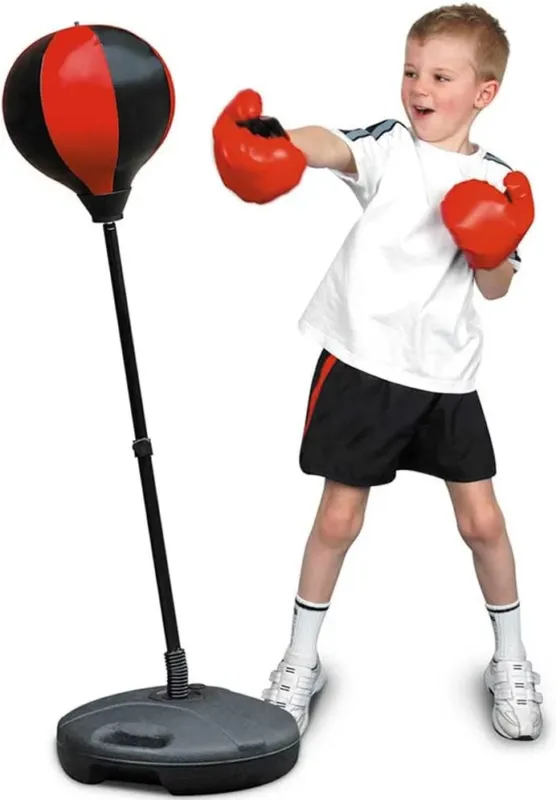 Set Boxe Giocattolo per Bambini con Sacco da Pugilato da Terra e Guantoni Non Perdere