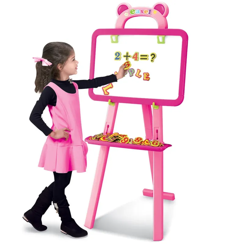 Compra Oggi Stesso Lavagna magnetica per Bambini con Treppiedi Lettere Pennarelli e Gessetti Rosa