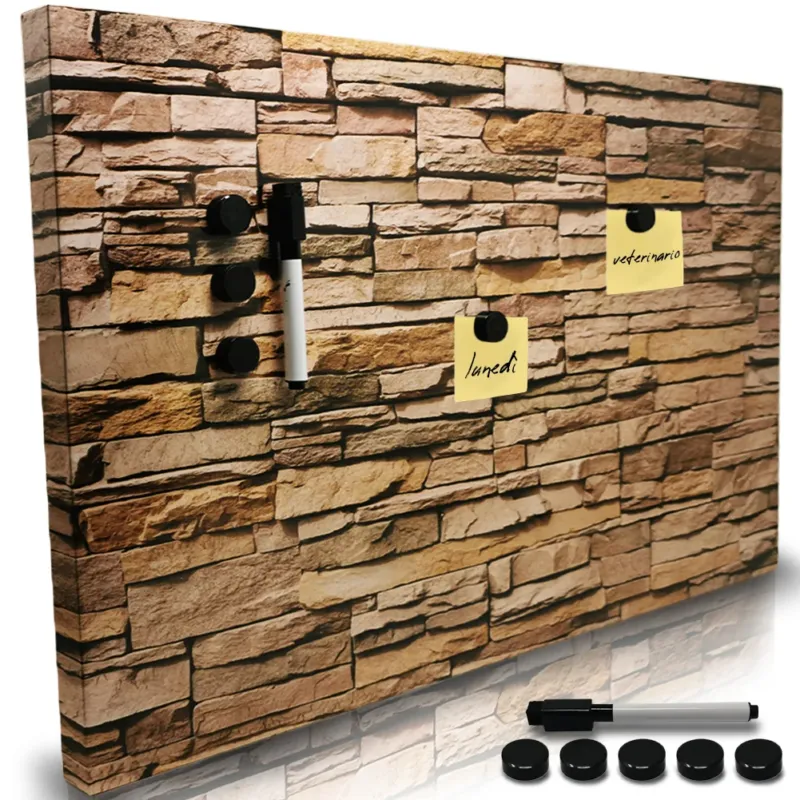 Lavagna Magnetica Design Mattoni 60x40cm con 1 Pennarello Cancellabile 5 Magneti Promozione Esclusiva