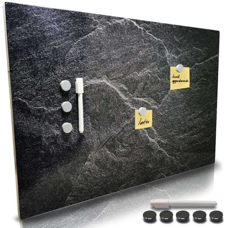 Lavagna Magnetica Stampa Marmo Nero 60x40 cm 1 Pennarello Cancellabile 5 Magneti A Buon Prezzo