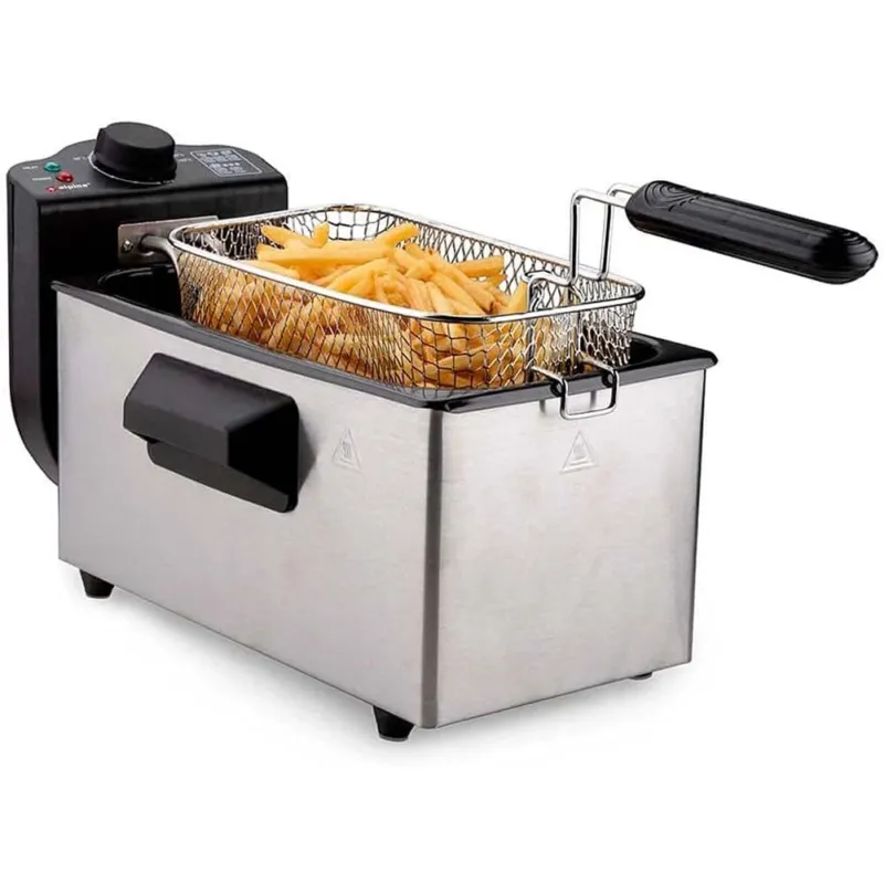 Friggitrice Elettrica 3L 2000W in Acciaio con Termostato e Cestello Estraibile Ultime Pezzi
