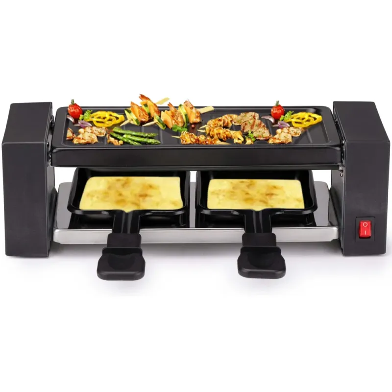 Soddisfatti O Rimborsati Griglia Raclette Gourmet 400W Piastra Grill Manico Termico Antiustioni 2 Persone