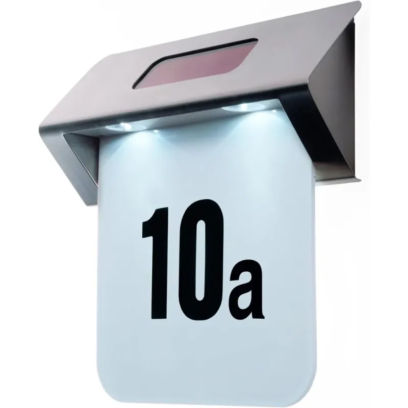 Numero Civico Illuminato LED Ricarica Energia Solare Acciaio Inox Esterno Casa Ultima Occasione