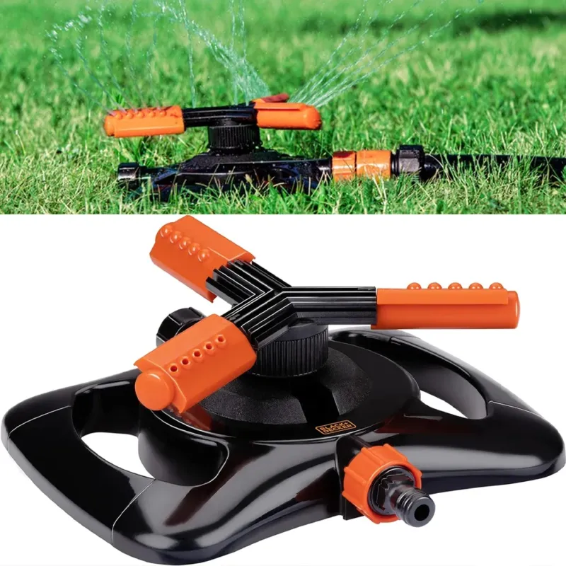 Sconto BLACK+DECKER Irrigatore per Prato Irrigazione Regolabile Giardino 3 Braccia 360°