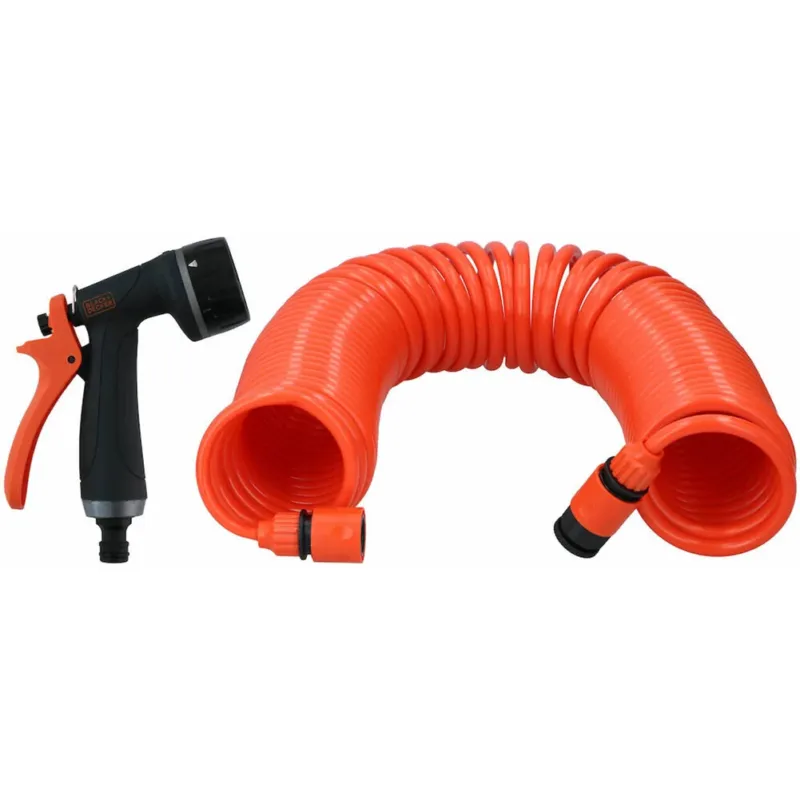 Ultima Occasione BLACK+DECKER Tubo a Spirale per Irrigazione Giardino Raccordi 1/2 Lunghezza 15m