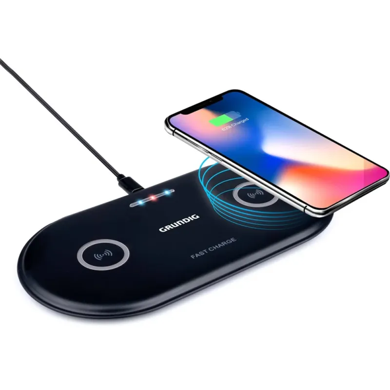 Professionale Caricabatterie Wireless per 2 Dispositivi Stazione Ricarica Smartphone Telefoni