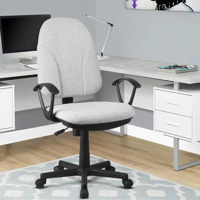 Sedia Scrivania con Ruote Girevole Poltrona Ufficio Tessuto Traspirante Grigio Super Prezzo