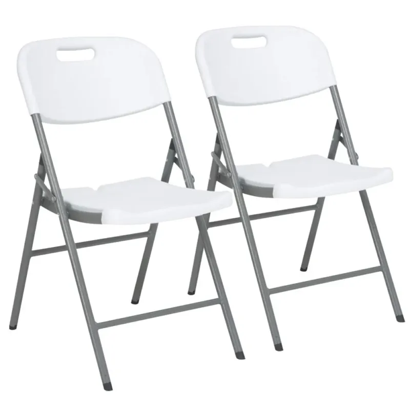 Promo Stagionale Set 2 Sedie Pieghevoli Struttura in Metallo Seduta in Resina HDPE Casa Giardino