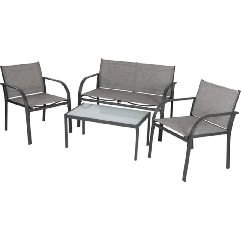 Set in Rattan Grigio da Giardino 4 Posti Divanetto Tavolo Sedie Balcone Terrazza Offerta Lampo
