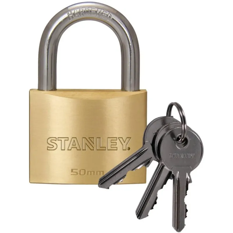 Stanley Lucchetto Arco Standard in Acciaio Cementato da 50 mm con 3 Chiavi Saldi