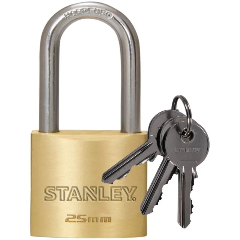 Offerta Speciale Stanley Lucchetto Sicurezza Arco Lungo in Acciaio Cementato da 25mm con 3 Chiavi