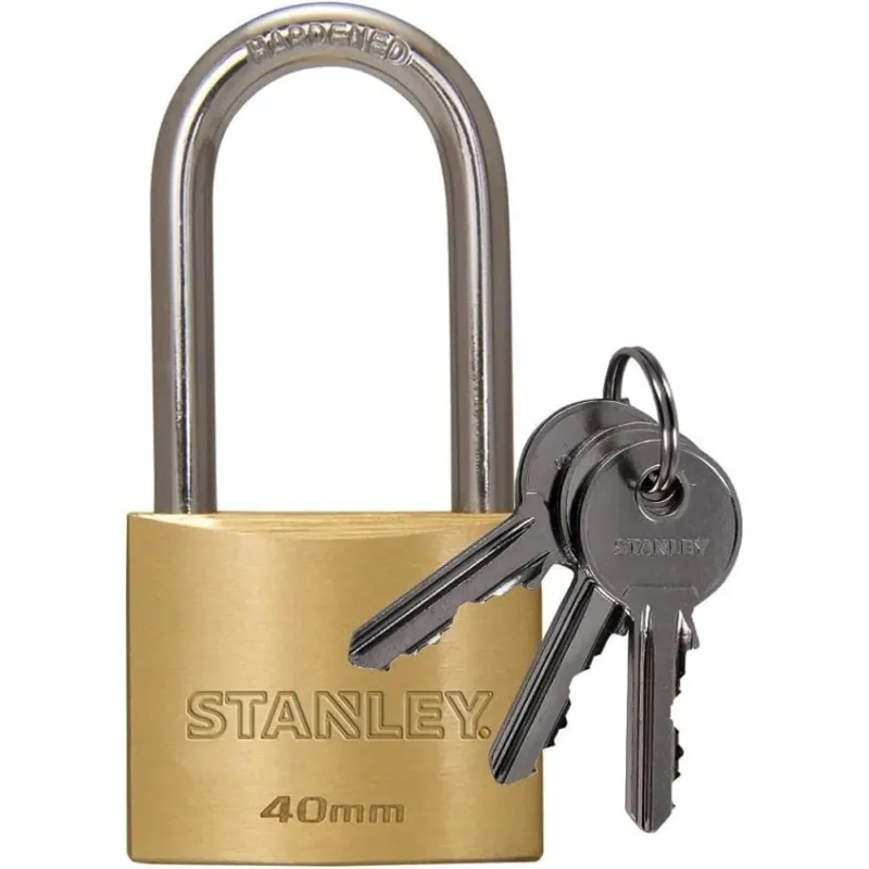 Scelto Dai Clienti Stanley Lucchetto Sicurezza Arco Lungo in Acciaio Cementato da 40mm con 3 Chiavi