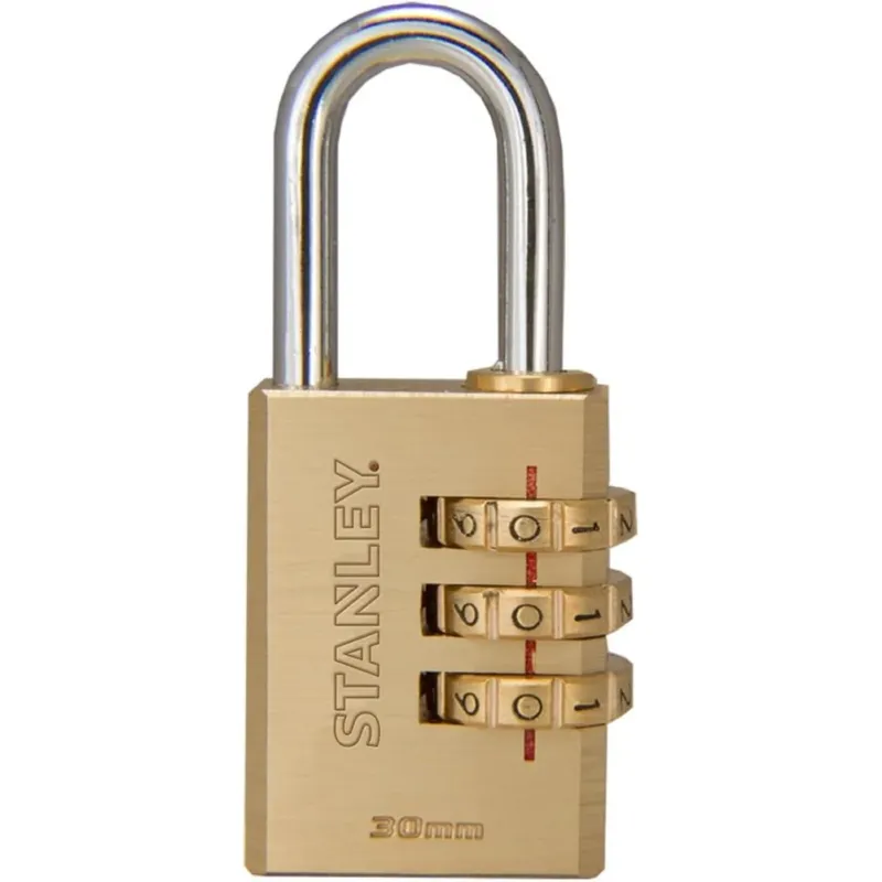 Stanley Lucchetto a Combinazione 30 mm a 3 Cifre in Ottone e Acciaio Cementato Scelto Dai Clienti