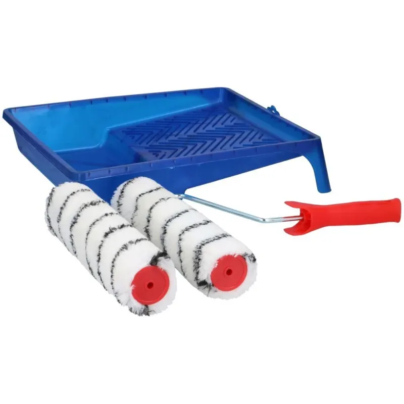 Kit 2 Rulli e Vassoio da Pittura Vernice Bricolage per Pittore Sistema Antigoccia Affare