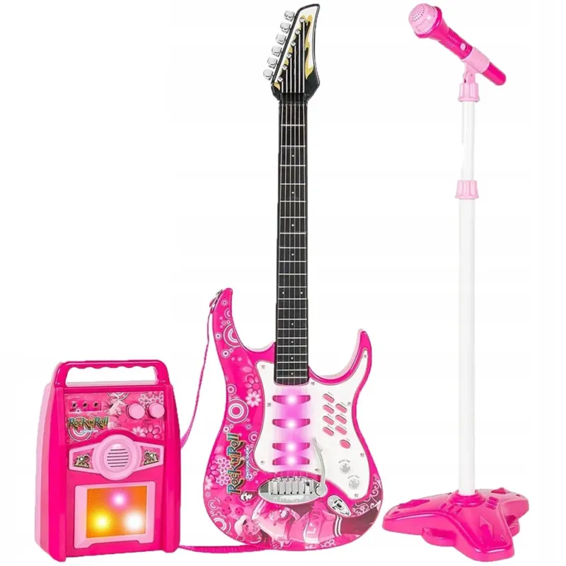 Chitarra Elettrica Microfono Cassa Amplificatore MP3 Giocattolo Bambini con Luci Sconto