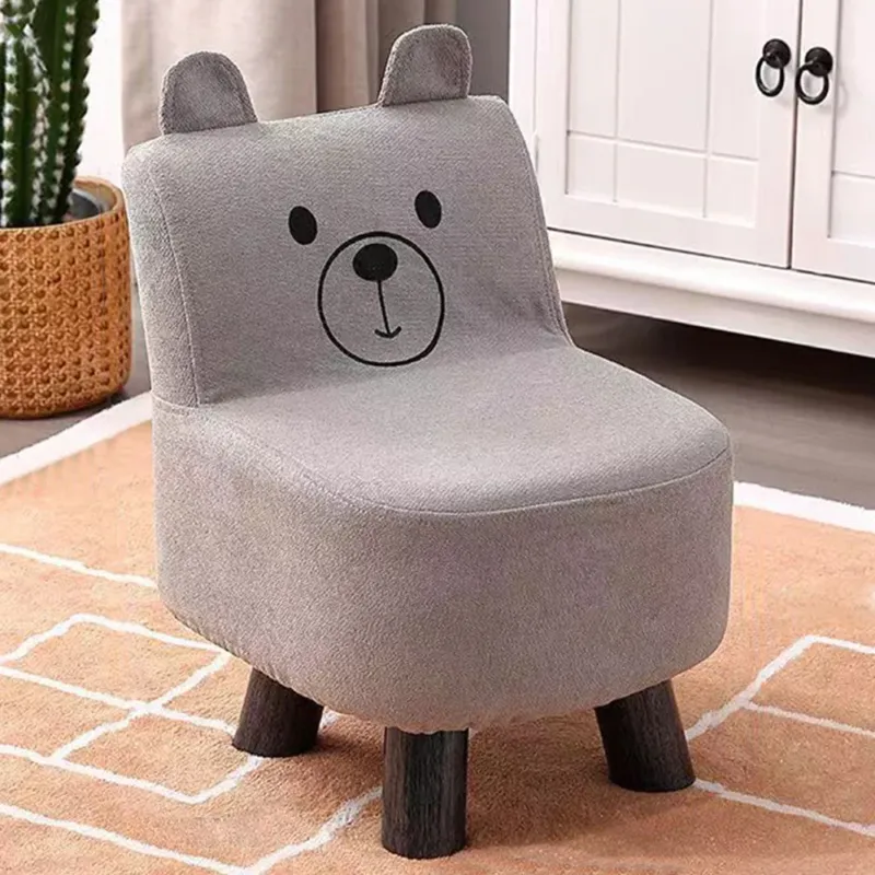 Sedia per Bambini Poltrona Design Orsetto Poggiapiedi Sgabello Morbido Grigio Prezzo Conveniente