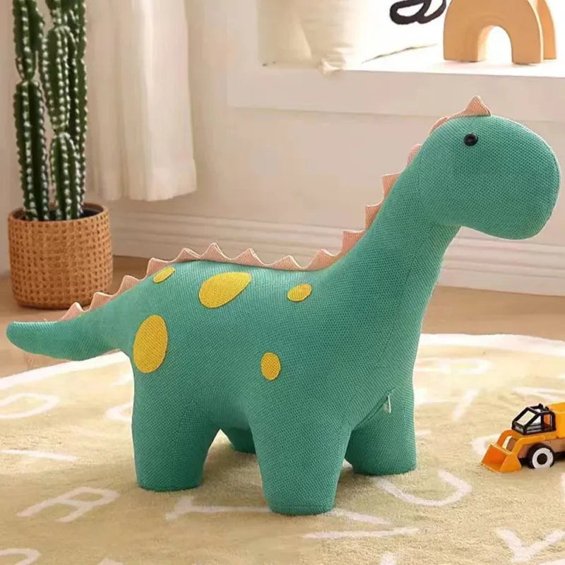 Occasione Imperdibile Sgabello per Bambini a Forma Dinosauro Poggiapiedi Seduta Morbida Verde Chiaro