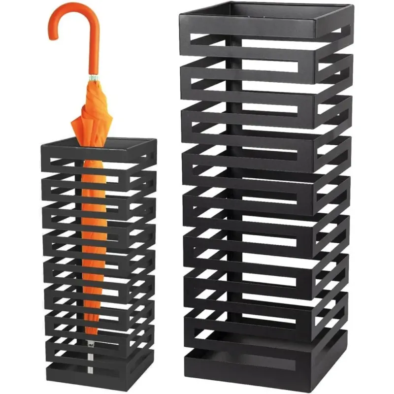 Occasione Imperdibile Portaombrelli in Metallo Design Moderno Porta Ombrelli Quadrato Stand Nero
