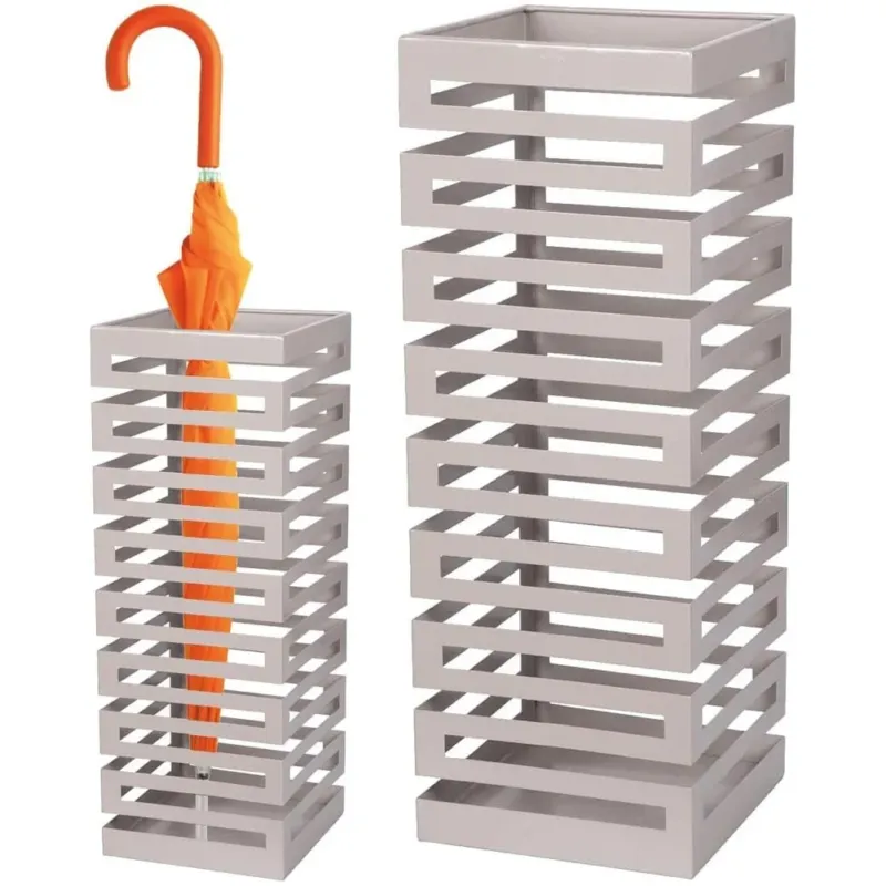 Offerta Portaombrelli in Metallo Design Moderno Porta Ombrelli Quadrato Stand Grigio