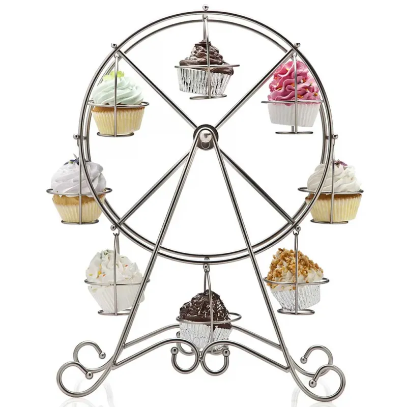 Alzata Stand Porta Cupcake Ruota Panoramica Alzatina 8 Posti Dolci Muffin Metall Pagamento Sicuro