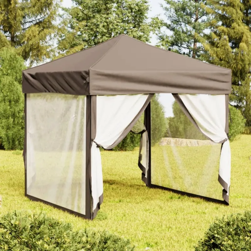Tenda per Feste Tortora Pieghevole con Pareti Laterali Tessuto Oxford 2x2 m Scelto Dai Clienti