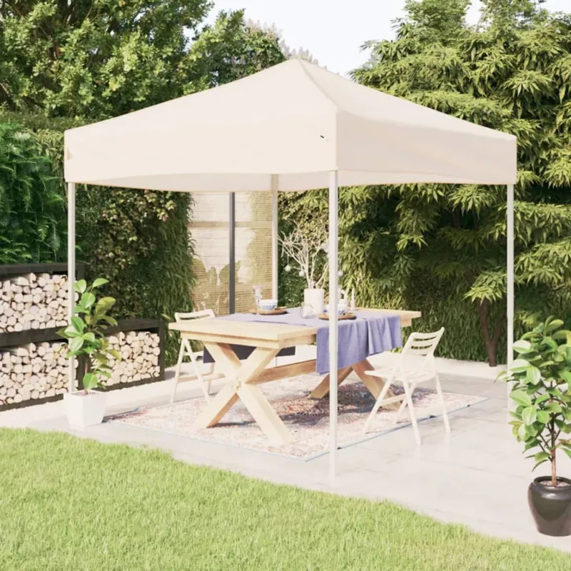 Tenda per Feste Pieghevole Crema Tessuto Oxford Telaio in Acciaio 3x3 m Prezzo Conveniente