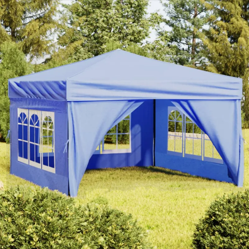 Tenda per Feste Blu Pieghevole con Pareti Laterali Telaio in Acciaio 3x3 m Compra Oggi Stesso
