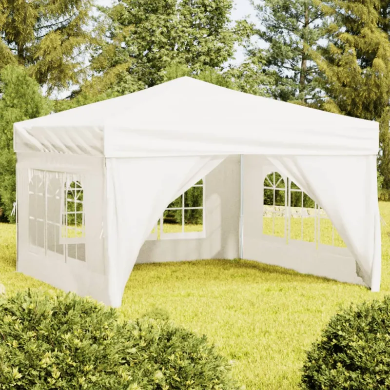 Tenda per Feste Crema Pieghevole con Pareti Laterali Telaio in Acciaio 3x3 m Promo Stagionale