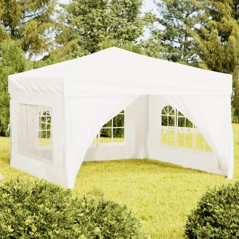 Tenda per Feste Pieghevole con Pareti Laterali Bianco Tessuto Oxford 3x3 m Nuova Collezione