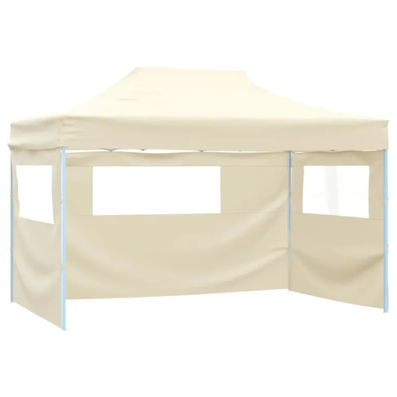 Tenda Pieghevole con 3 Pareti Crema 3x4,5 m Tessuto Oxford Acciaio Verniciato Ultimissimo Modello