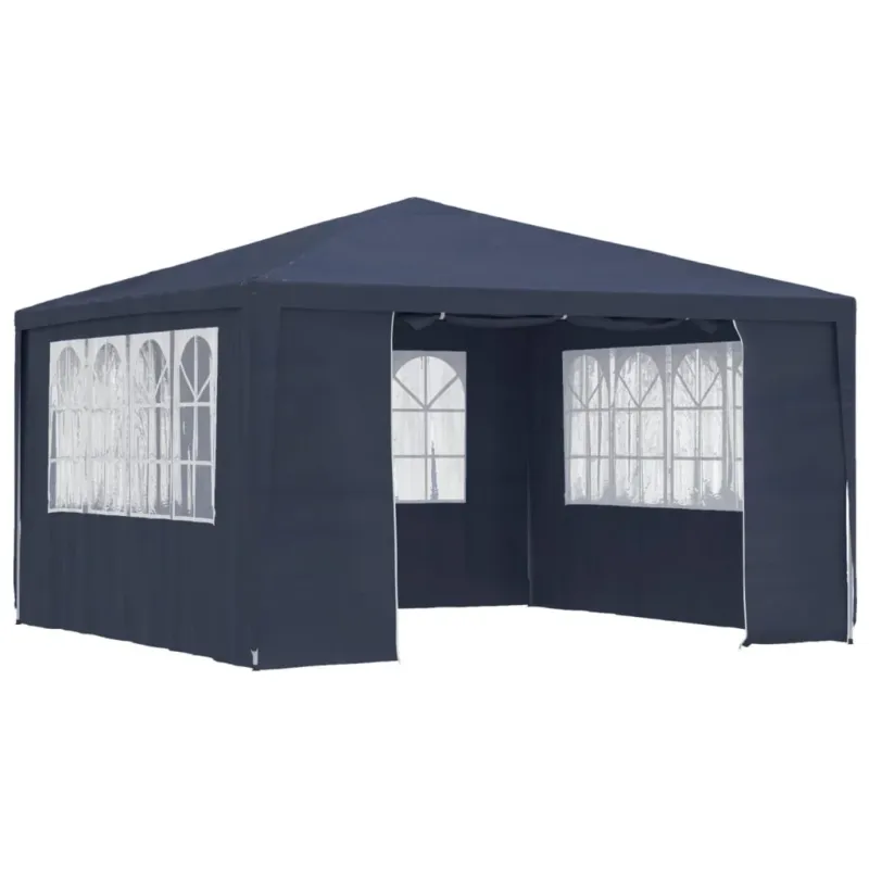 Nuovo Arrivo Gazebo Professionale Blu con Pareti Resistente All‘acqua 4x4 m 90 g/m²