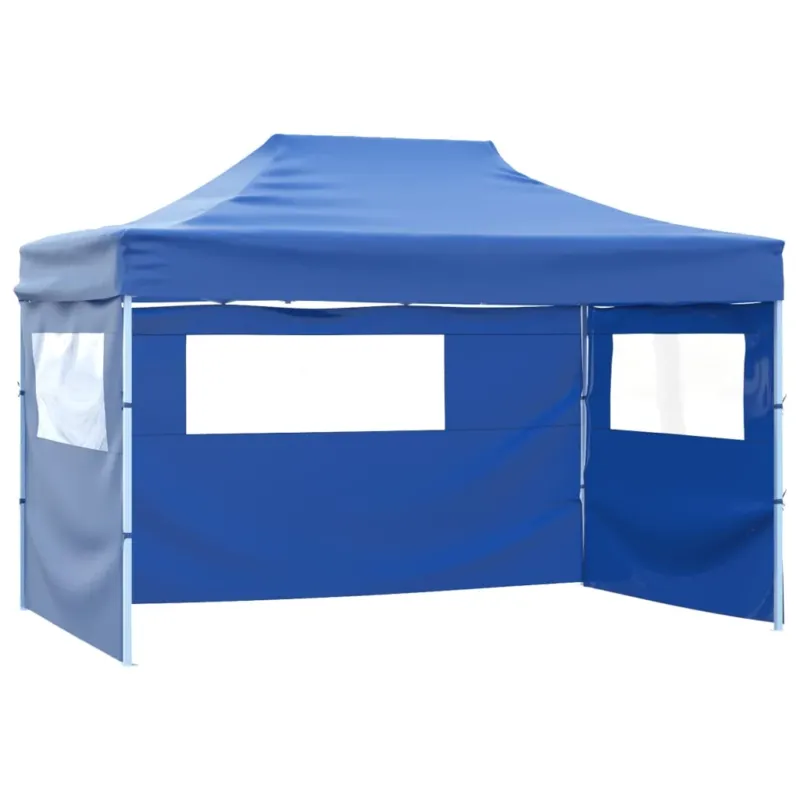Gazebo Professionale Blu Design Pieghevole con 3 Pareti Acciaio 3x4m Miglior Prezzo