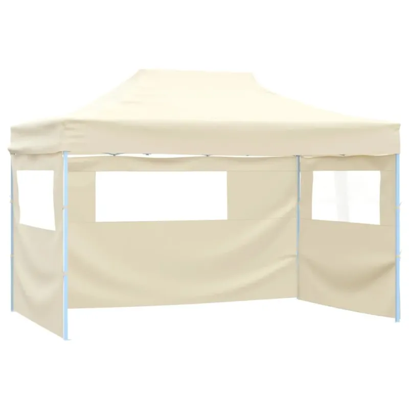 Reso Gratuito Gazebo Professionale Crema Pieghevole con 3 Pareti Acciaio 3x4m