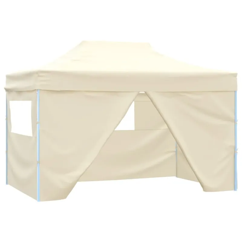 Gazebo Professionale Crema Pieghevole con 4 Pareti Acciaio Resistente 3x4m Novità