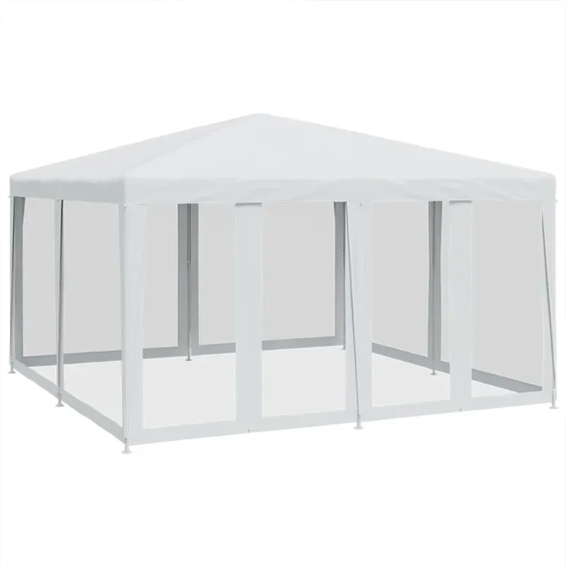 Tenda per Feste con 8 Pareti Laterali in Rete Bianco HDPE 4x4 m 2 m Soddisfatti O Rimborsati
