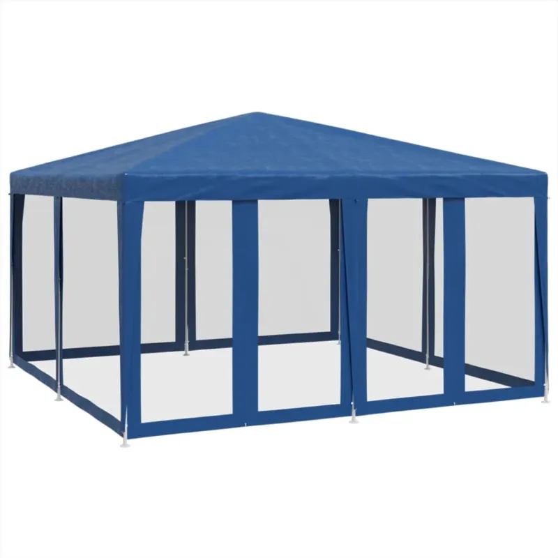 Spedizione Espresso Tenda per Feste con 8 Pareti Laterali in Rete Blu 4x4m HDPE Resistente All‘acqua
