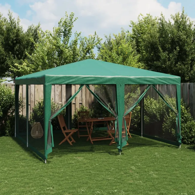 Compra Online Tenda per Feste con 8 Pareti Laterali in Rete Verde HDPE Resistente 4x4 m