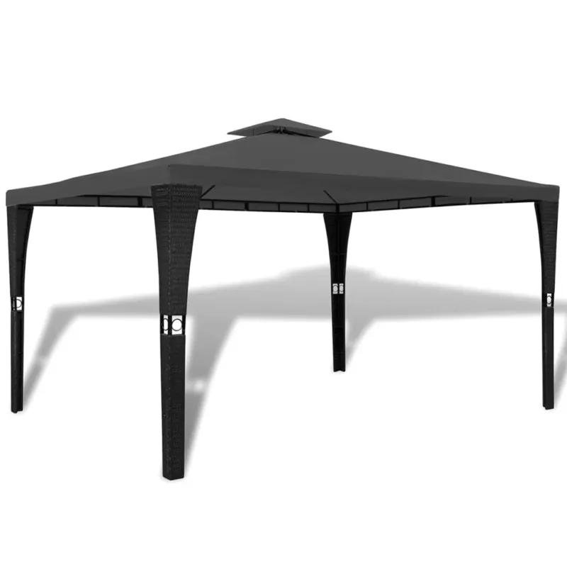 Ultima Occasione Gazebo con Tetto Grigio Scuro più Telaio Nero in Acciaio Verniciato 3x4 m