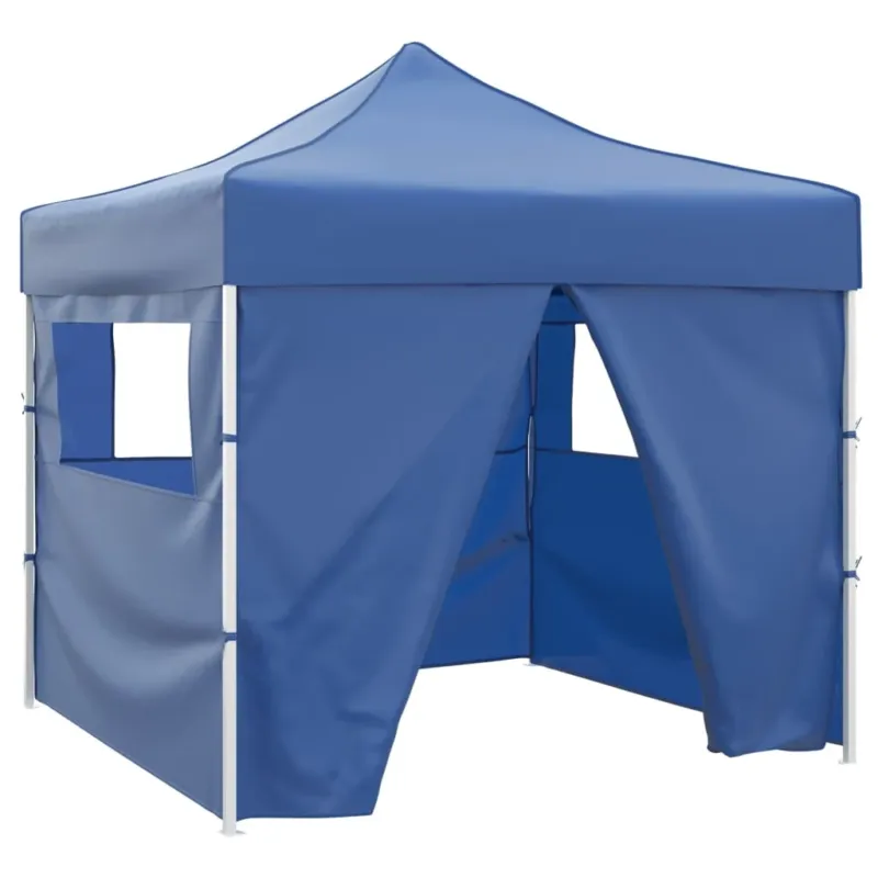 Tenda Pieghevole Blu con 4 Pareti Verniciato a Polvere 3 x 3 m Prezzo Di Fabbrica