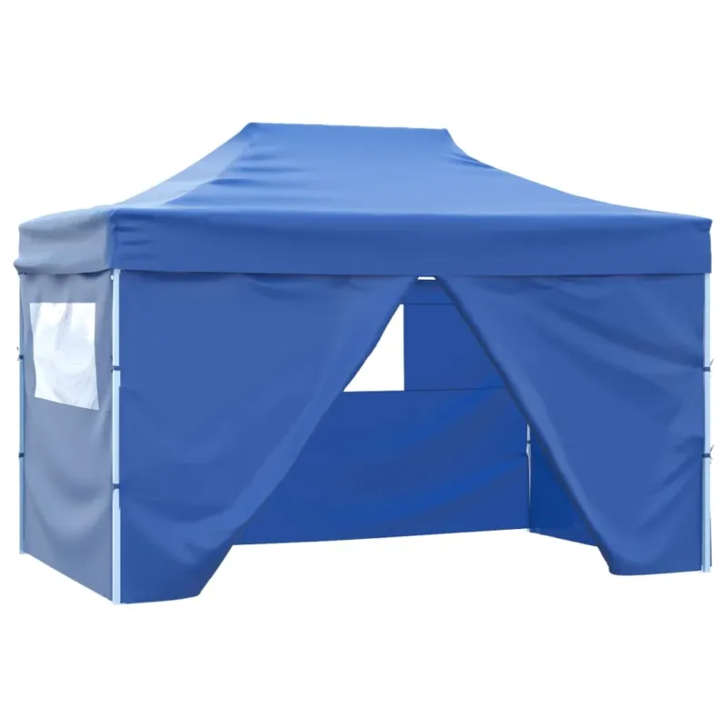 Tenda Pieghevole Pop-Up con 4 Pareti Laterali 3x4,5 m Blu Ultima Occasione